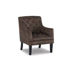 Signature Design by Ashley Drakelle, poltrona, ecopelle color mogano, trapuntata, con braccioli