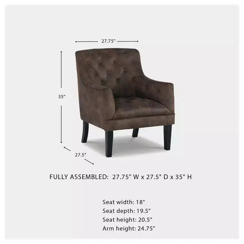 Signature Design by Ashley Drakelle, poltrona, ecopelle color mogano, trapuntata, con braccioli