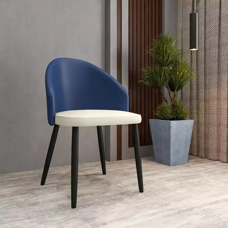 LeisureMod Paradiso Sedia moderna imbottita con schienale curvo, gambe in legno massello nero, elegante e comoda sedia laterale per sala da pranzo, cucina e soggiorno