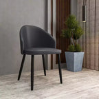 LeisureMod Paradiso Sedia moderna imbottita con schienale curvo, gambe in legno massello nero, elegante e comoda sedia laterale per sala da pranzo, cucina e soggiorno
