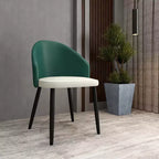LeisureMod Paradiso Sedia moderna imbottita con schienale curvo, gambe in legno massello nero, elegante e comoda sedia laterale per sala da pranzo, cucina e soggiorno