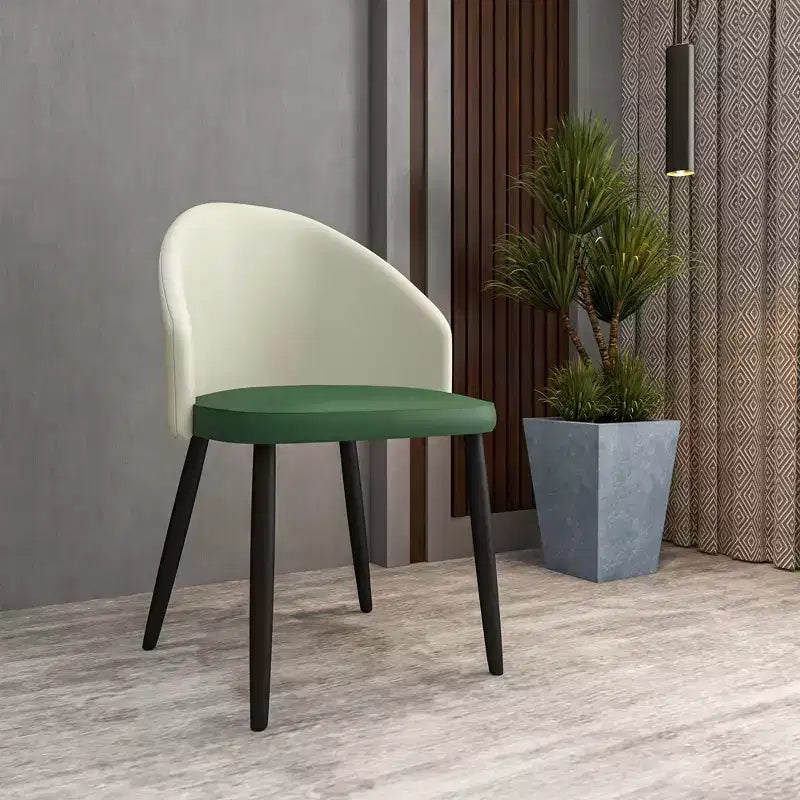 LeisureMod Paradiso Sedia moderna imbottita con schienale curvo, gambe in legno massello nero, elegante e comoda sedia laterale per sala da pranzo, cucina e soggiorno