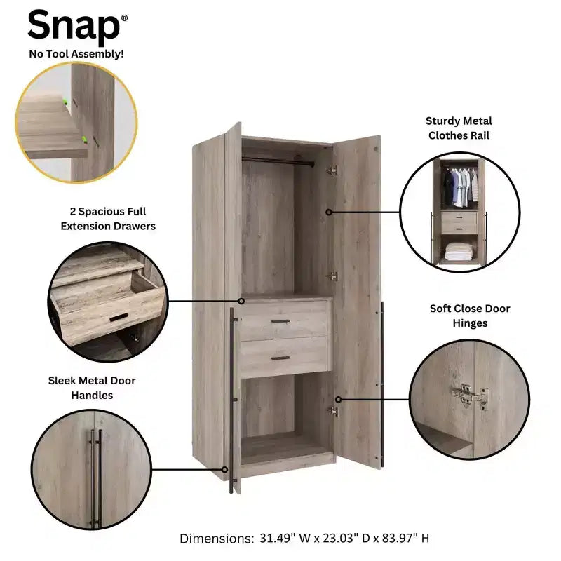 Armadio a due ante con 5 ripiani Manhattan Comfort Lee