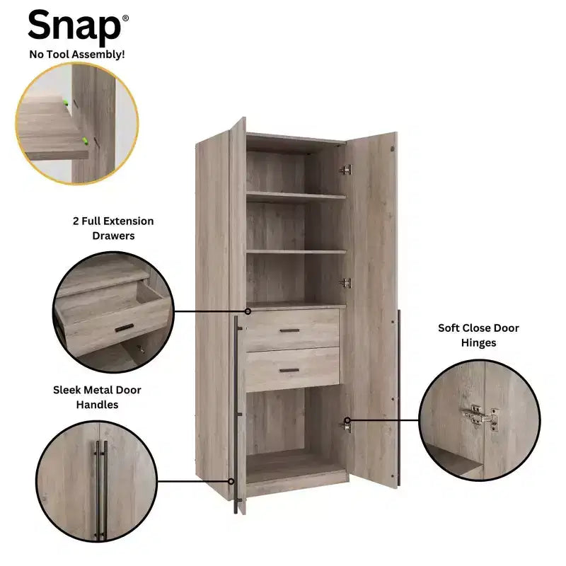 Armadio a due ante con 5 ripiani Manhattan Comfort Lee
