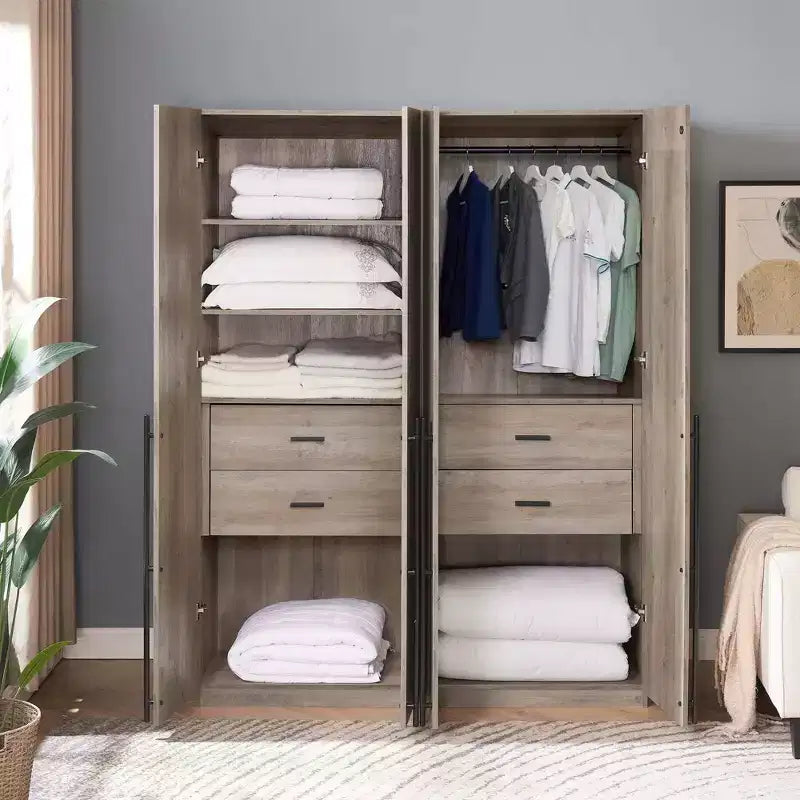 Armadio a due ante con 5 ripiani Manhattan Comfort Lee