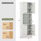 Mobiletto da bagno Costway alto 190 cm con 4 ante e 2 scomparti aperti, autoportante, nero/bianco