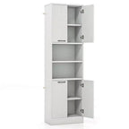 Mobiletto da bagno Costway alto 190 cm con 4 ante e 2 scomparti aperti, autoportante, nero/bianco