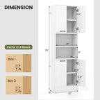 Mobiletto da bagno Costway alto 190 cm con 4 ante e 2 scomparti aperti, autoportante, nero/bianco