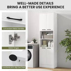 Mobiletto da bagno Costway alto 190 cm con 4 ante e 2 scomparti aperti, autoportante, nero/bianco