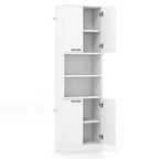 Mobiletto da bagno Costway alto 190 cm con 4 ante e 2 scomparti aperti, autoportante, nero/bianco