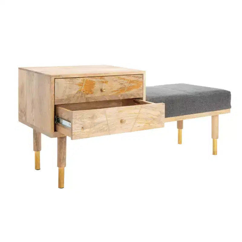 Panca Seduta con Cuscino Taft a 2 Cassetti - BCH9000 - Bianco Sporco - Safavieh
