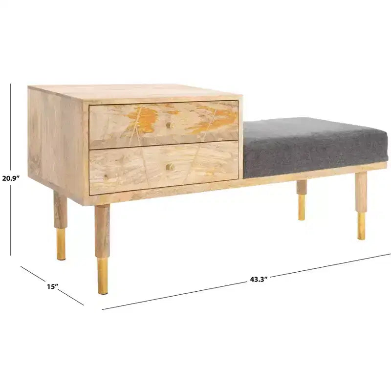 Panca Seduta con Cuscino Taft a 2 Cassetti - BCH9000 - Bianco Sporco - Safavieh