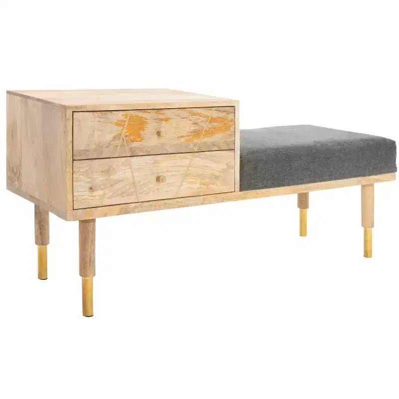 Panca Seduta con Cuscino Taft a 2 Cassetti - BCH9000 - Bianco Sporco - Safavieh