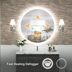 Specchio da bagno da parete rotondo a LED Keonjinn, 3 temperature di colore dimmerabili, anti-appannamento
