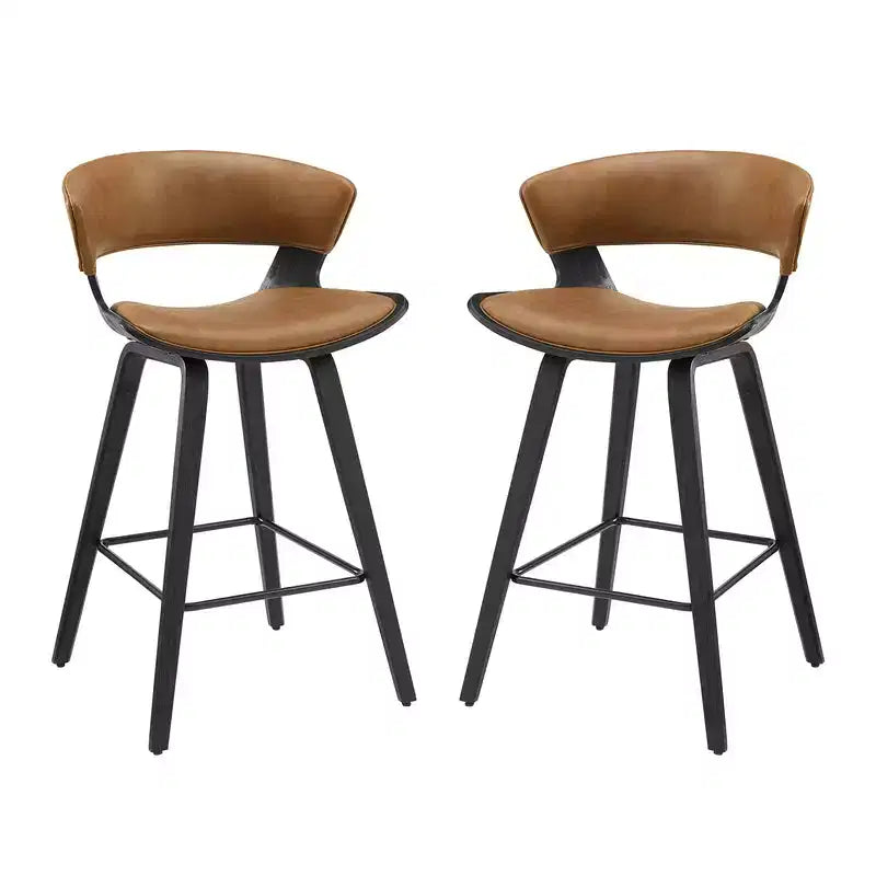 HOMLUX Set di 2 Sgabelli da Bar in Legno Curvato di Quercia, Sedute Ergonomiche Curve Mid-Century