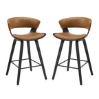 HOMLUX Set di 2 Sgabelli da Bar in Legno Curvato di Quercia, Sedute Ergonomiche Curve Mid-Century