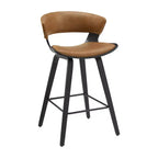 HOMLUX Set di 2 Sgabelli da Bar in Legno Curvato di Quercia, Sedute Ergonomiche Curve Mid-Century