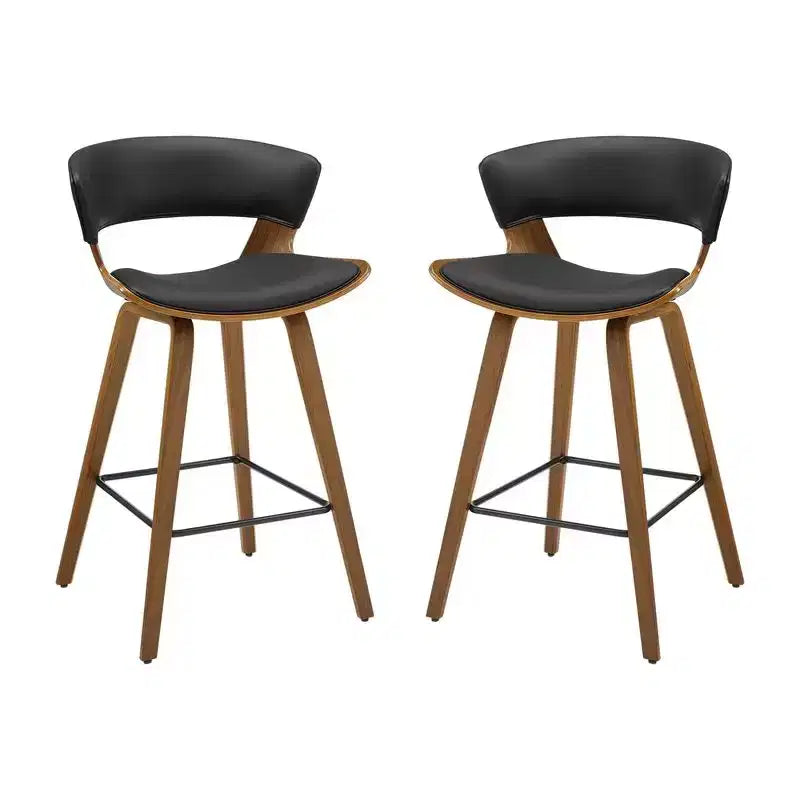 HOMLUX Set di 2 Sgabelli da Bar in Legno Curvato di Quercia, Sedute Ergonomiche Curve Mid-Century
