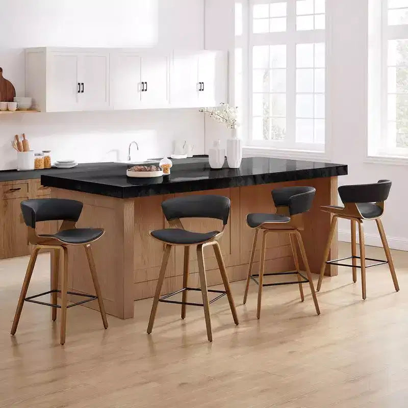 HOMLUX Set di 2 Sgabelli da Bar in Legno Curvato di Quercia, Sedute Ergonomiche Curve Mid-Century