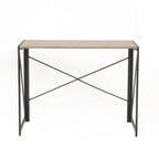 Scrivania con struttura in metallo e piano in laminato effetto legno, montaggio senza attrezzi