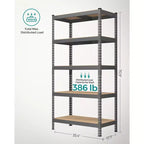 SONGMICS Scaffale Portaoggetti a 5 Ripiani, Scaffale per Garage, Montaggio Senza Bulloni, Scaffalatura Regolabile, Carico 875 kg, per Capannone Magazzino Cantina Cucina