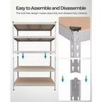 SONGMICS Scaffale Portaoggetti a 5 Ripiani, Scaffale per Garage, Montaggio Senza Bulloni, Scaffalatura Regolabile, Carico 875 kg, per Capannone Magazzino Cantina Cucina