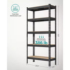 SONGMICS Scaffale Portaoggetti a 5 Ripiani, Scaffale per Garage, Montaggio Senza Bulloni, Scaffalatura Regolabile, Carico 875 kg, per Capannone Magazzino Cantina Cucina