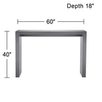 Studio 55D Jessa Tavolo da bar rettangolare moderno minimalista in legno 60 x 18 grigio lucido per salotto, cucina, camera da letto, comodino, ingresso, ufficio domestico
