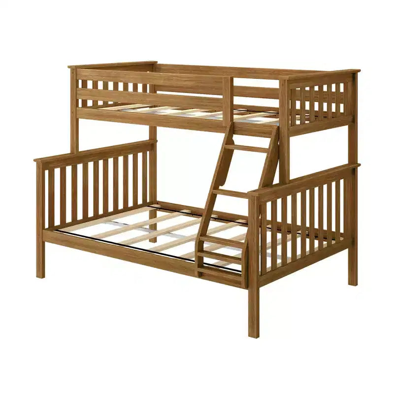 Letto a castello Plank+Beam in legno massiccio, piazza e mezza sopra piazza francese, nessuna rete a molle richiesta