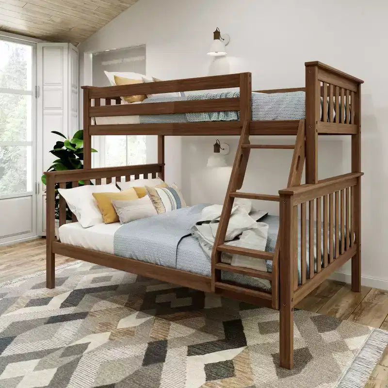 Letto a castello Plank+Beam in legno massiccio, piazza e mezza sopra piazza francese, nessuna rete a molle richiesta