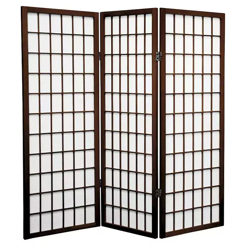 4 ft. Tall Window Pane Shoji Screen - (3 Panels)