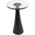 Olivia & May 22" Aluminum Geometric Cone Accent Table with Textured Glass Tabletop