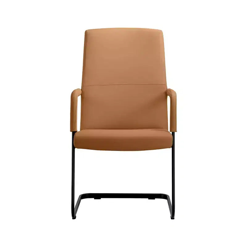 Sedia da Ufficio Moderna LeisureMod Evander in Ecopelle Nera - Base a Slitta Robusta - Seduta Ergonomica per Scrivania e Ospiti