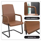 Sedia da Ufficio Moderna LeisureMod Evander in Ecopelle Nera - Base a Slitta Robusta - Seduta Ergonomica per Scrivania e Ospiti