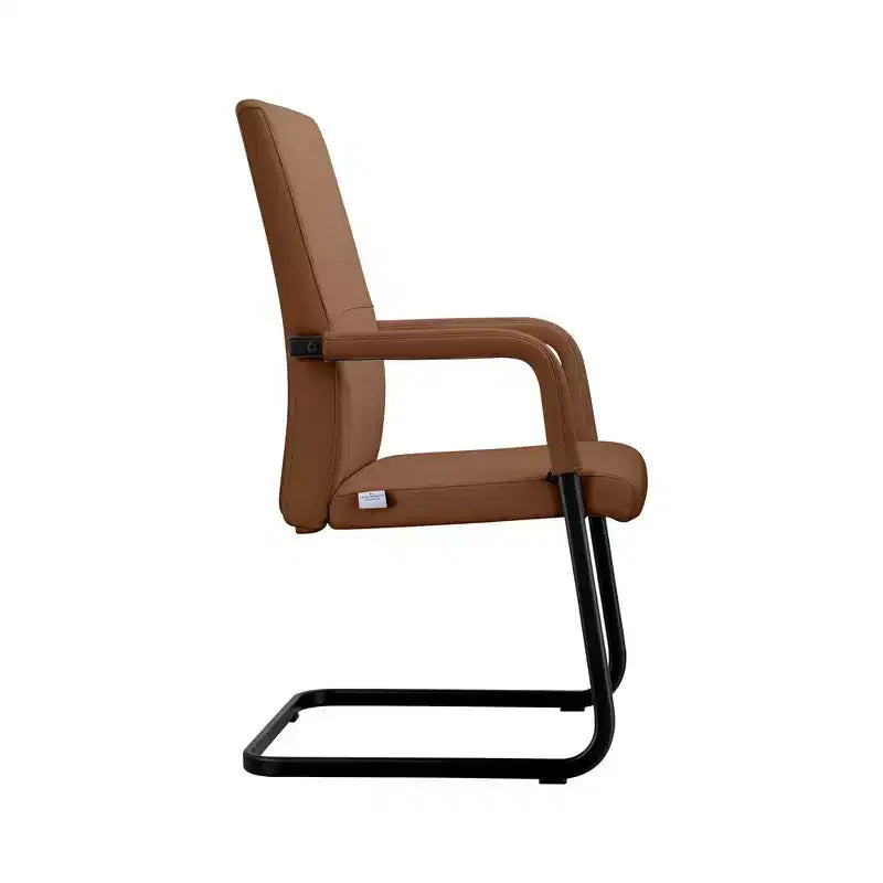 Sedia da Ufficio Moderna LeisureMod Evander in Ecopelle Nera - Base a Slitta Robusta - Seduta Ergonomica per Scrivania e Ospiti