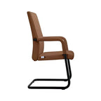 Sedia da Ufficio Moderna LeisureMod Evander in Ecopelle Nera - Base a Slitta Robusta - Seduta Ergonomica per Scrivania e Ospiti