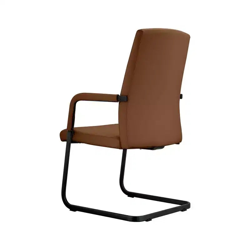 Sedia da Ufficio Moderna LeisureMod Evander in Ecopelle Nera - Base a Slitta Robusta - Seduta Ergonomica per Scrivania e Ospiti