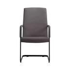 Sedia da Ufficio Moderna LeisureMod Evander in Ecopelle Nera - Base a Slitta Robusta - Seduta Ergonomica per Scrivania e Ospiti