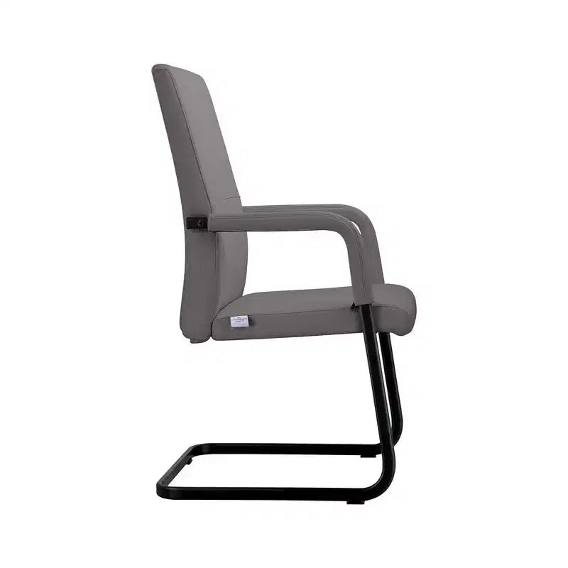 Sedia da Ufficio Moderna LeisureMod Evander in Ecopelle Nera - Base a Slitta Robusta - Seduta Ergonomica per Scrivania e Ospiti