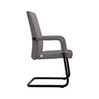 Sedia da Ufficio Moderna LeisureMod Evander in Ecopelle Nera - Base a Slitta Robusta - Seduta Ergonomica per Scrivania e Ospiti