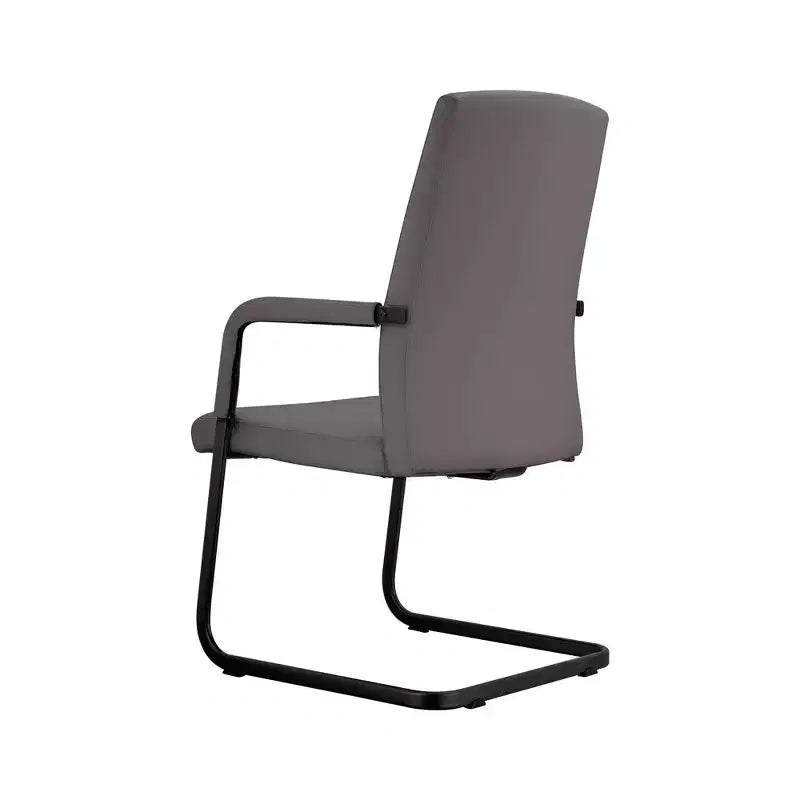 Sedia da Ufficio Moderna LeisureMod Evander in Ecopelle Nera - Base a Slitta Robusta - Seduta Ergonomica per Scrivania e Ospiti