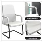 Sedia da Ufficio Moderna LeisureMod Evander in Ecopelle Nera - Base a Slitta Robusta - Seduta Ergonomica per Scrivania e Ospiti