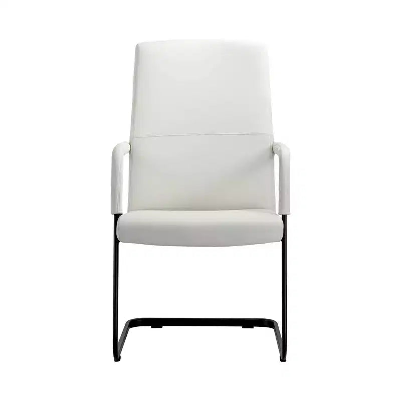 Sedia da Ufficio Moderna LeisureMod Evander in Ecopelle Nera - Base a Slitta Robusta - Seduta Ergonomica per Scrivania e Ospiti