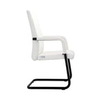 Sedia da Ufficio Moderna LeisureMod Evander in Ecopelle Nera - Base a Slitta Robusta - Seduta Ergonomica per Scrivania e Ospiti