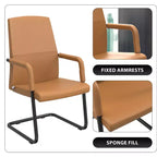 Sedia da Ufficio Moderna LeisureMod Evander in Ecopelle Nera - Base a Slitta Robusta - Seduta Ergonomica per Scrivania e Ospiti
