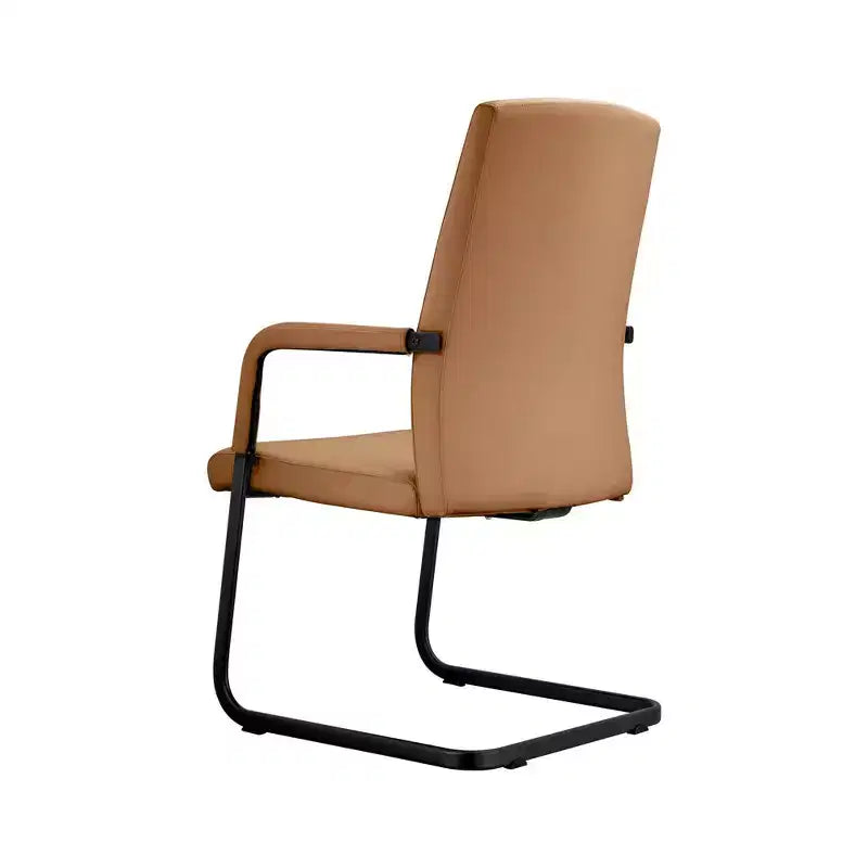 Sedia da Ufficio Moderna LeisureMod Evander in Ecopelle Nera - Base a Slitta Robusta - Seduta Ergonomica per Scrivania e Ospiti
