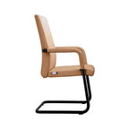 Sedia da Ufficio Moderna LeisureMod Evander in Ecopelle Nera - Base a Slitta Robusta - Seduta Ergonomica per Scrivania e Ospiti