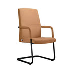 LeisureMod Evander Modern Black Faux Leather Office Chair - Sturdy Sled Base - Ergonomic Desk & Guest Seating