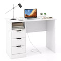 Costway 42.5 Computer Desk with Built-in Charge Station 3 Drawers & Open Shelf