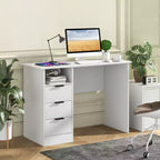 Scrivania da Computer Costway da 42,5" con Stazione di Ricarica Integrata, 3 Cassetti e Ripiano Aperto